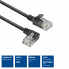 ACT DC1901 1m CAT6A U/UTP LSZH Slimline Patch καλώδιο, RJ45 90° γωνιακό αριστερά σε ευθύ, μαύρο