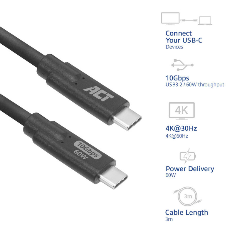 ACT AC7443 Καλώδιο USB-C (M) σε USB-C (M), 24 ακίδων