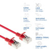 ACT Κόκκινο 1m LSZH S/FTP CAT6A Slimline καλώδιο patch Snagless RJ45 (DB7501)