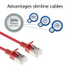 ACT Κόκκινο 1m LSZH S/FTP CAT6A Slimline καλώδιο patch Snagless RJ45 (DB7501)