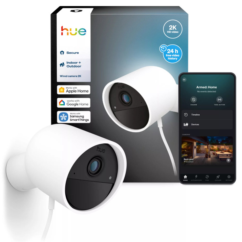 Philips Hue Secure ενσύρματη κάμερα ανάλυση βίντεο 2K λευκό
