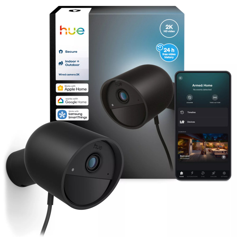 Philips Hue Secure Ενσύρματη κάμερα 2K Ανάλυση βίντεο Μαύρο