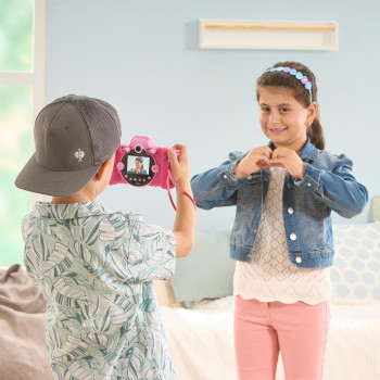 VTech Kidizoom Duo FX ροζ ψηφιακή φωτογραφική μηχανή με διπλό φακό, 5MP, έγχρωμη LCD 2,4 ιντσών, παιχνίδια, υποδοχή microSD, USB, 4x AA 80-519954