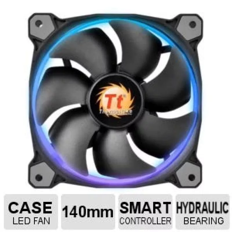 Thermaltake Riing 14 LED 256 Color CL-F043-PL14SW-B ανεμιστήρες κουτιού 140 mm, συσκευασία 3 τεμαχίων, 600–1400 rpm, 4 pin