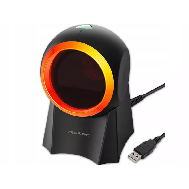 Qoltec 50857 ενσύρματος επιτραπέζιος σαρωτής barcode, 1D/2D, QR, USB, καλώδιο 1,75 m