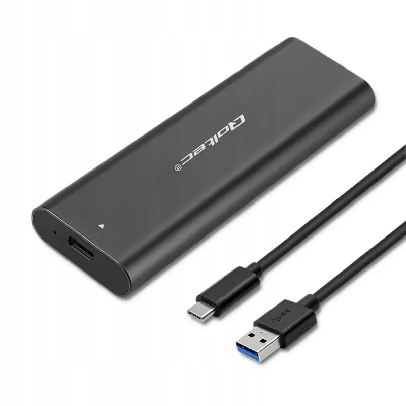 Θήκη SSD QOLTEC 50312 μαύρη για δίσκο M.2 SATA / NVMe, USB Type-C