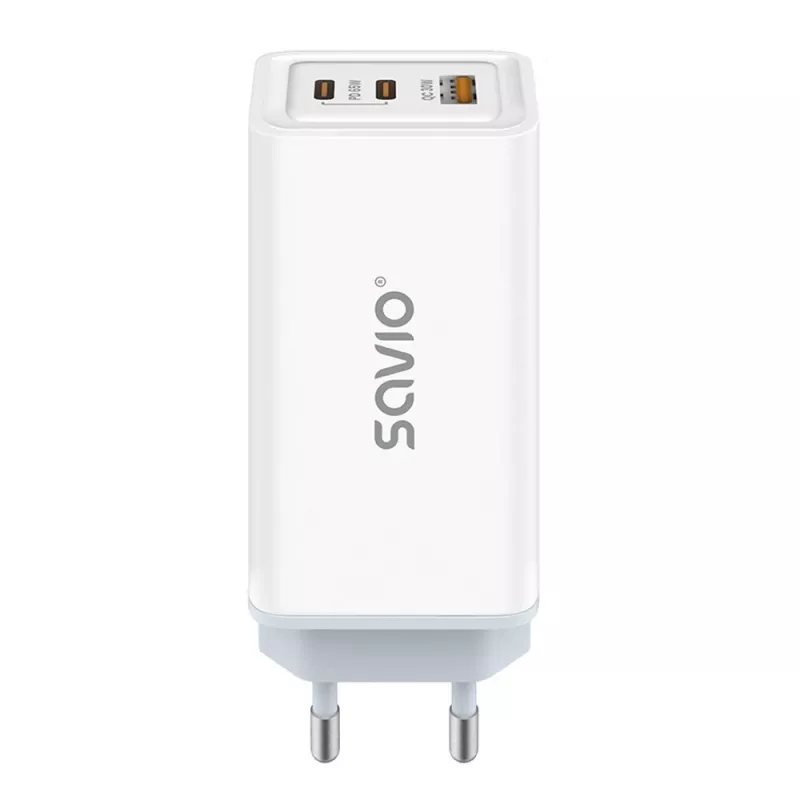 Τροφοδοτικό SAVIO LA-07 GaN 65W, USB, QC4.0+, PD 3.0, Λευκό