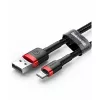 Καλώδιο USB-A σε Lightning Baseus Cafule 2.4A QC 3.0, 1 m — μαύρο/κόκκινο