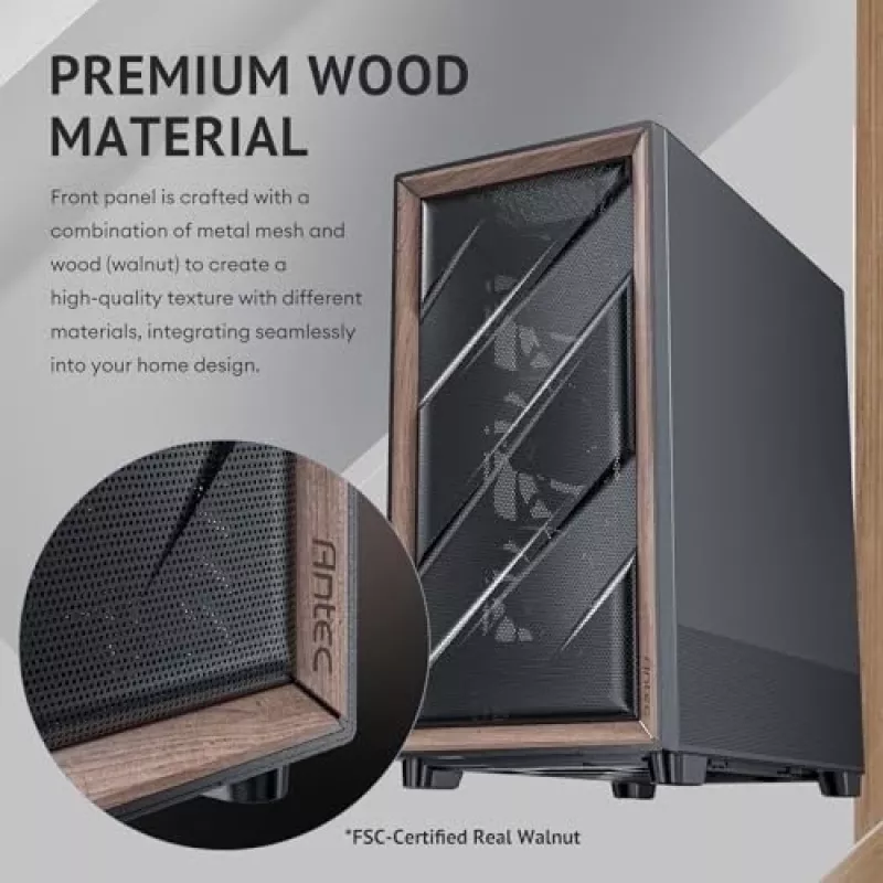 Antec 0-761345-10133-2 Κουτί υπολογιστή Midi Tower Μαύρο Ξύλο