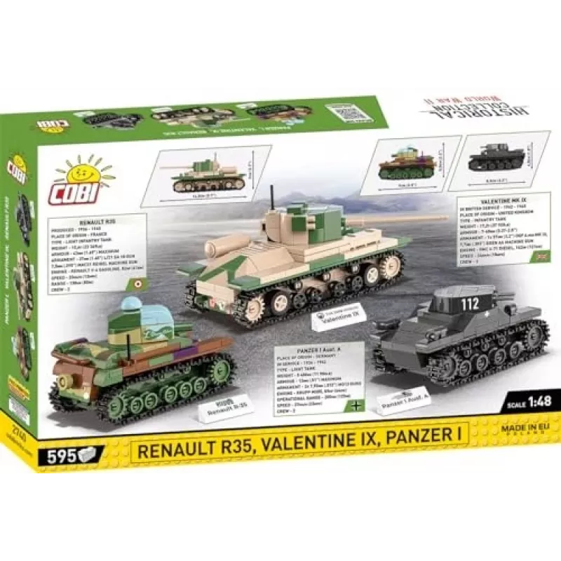Σετ κατασκευής COBI Renault R35 Valentine IX Panzer I 595 τεμάχια
