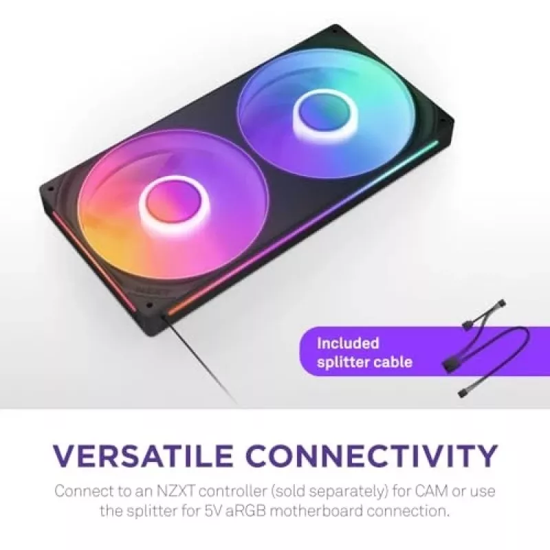 NZXT F280 RGB Core 140mm ARGB PWM Συσκευασία 2 τεμ. Μαύρο