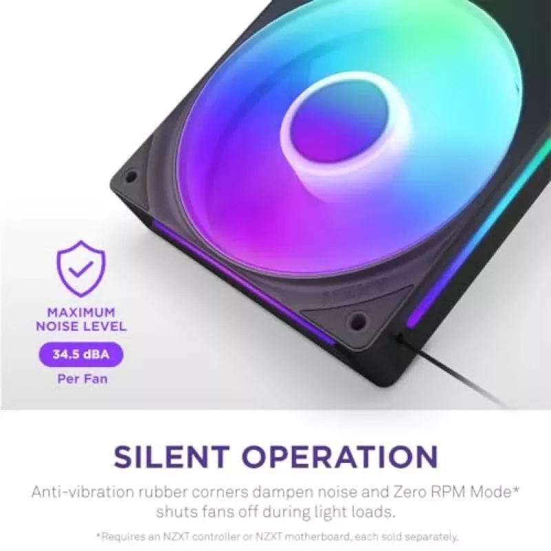 NZXT F280 RGB Core 140mm ARGB PWM Συσκευασία 2 τεμ. Μαύρο