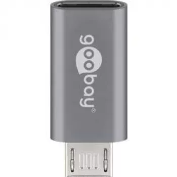 Goobay USB 2.0 Hi-Speed adapter, γκρι, γκρι – υποδοχή USB-C™ > βύσμα USB 2.0 Micro (Type-B) (55553)