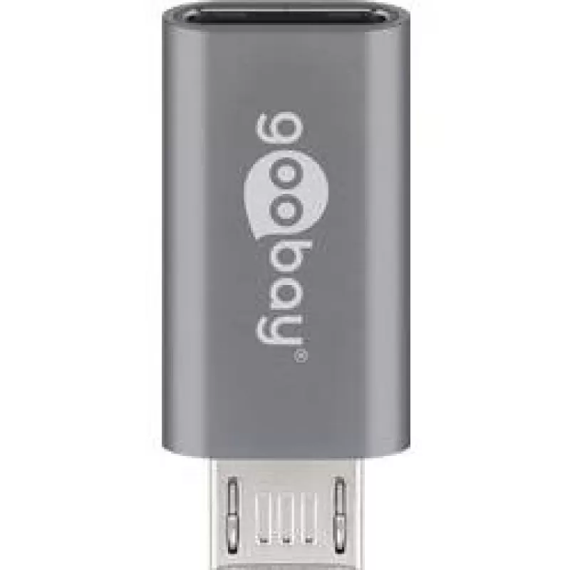 Goobay USB 2.0 Hi-Speed adapter, γκρι, γκρι – υποδοχή USB-C™ > βύσμα USB 2.0 Micro (Type-B) (55553)