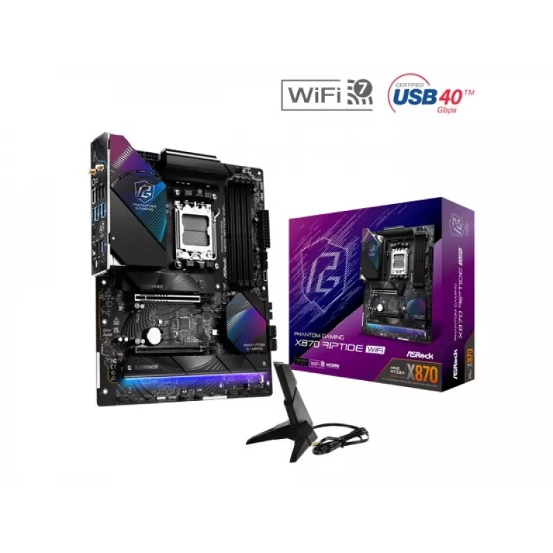Μητρική ASRock X870 Riptide WiFi — ATX, AMD X870, Socket AM5, DDR5, 4 DIMM, 256 GB, Wi‑Fi 7, 2,5GbE