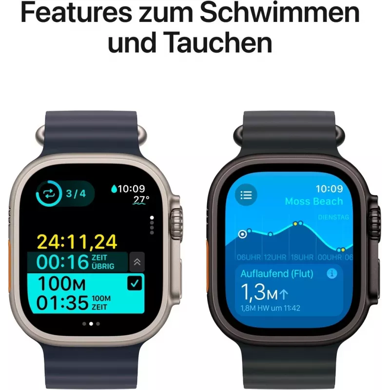 APPLE Watch Ultra 2 GPS + Cellular 49 mm θήκη από μαύρο τιτάνιο με μαύρο Trail Loop – M/L
