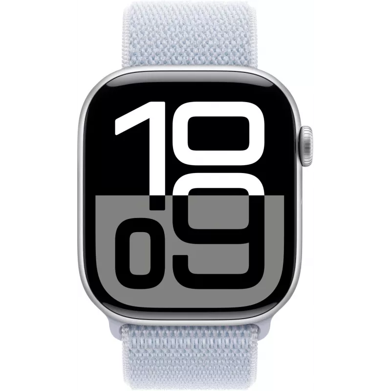 APPLE Watch Series 10 GPS 46 mm ασημί θήκη αλουμινίου με Blue Cloud Sport Loop