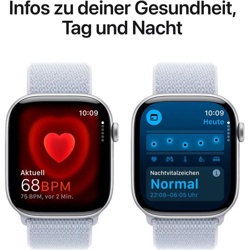 APPLE Watch Series 10 GPS 46 mm ασημί θήκη αλουμινίου με Blue Cloud Sport Loop