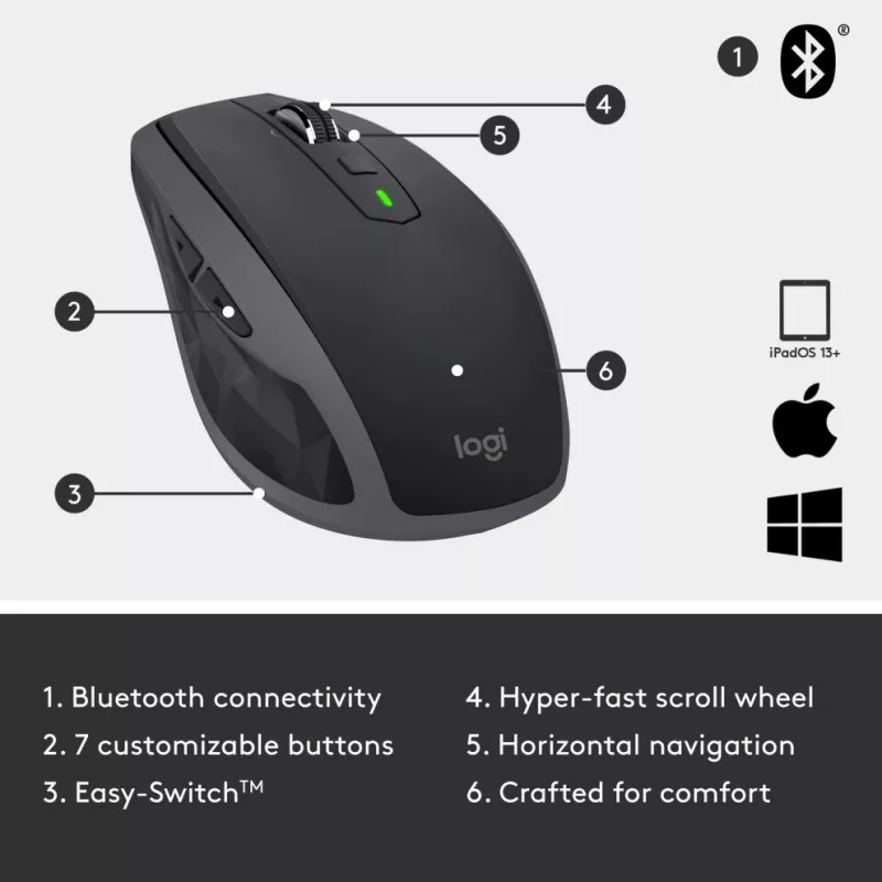MX Anywhere 2S Ασύρματο ποντίκι/Graphite - BT - N/A