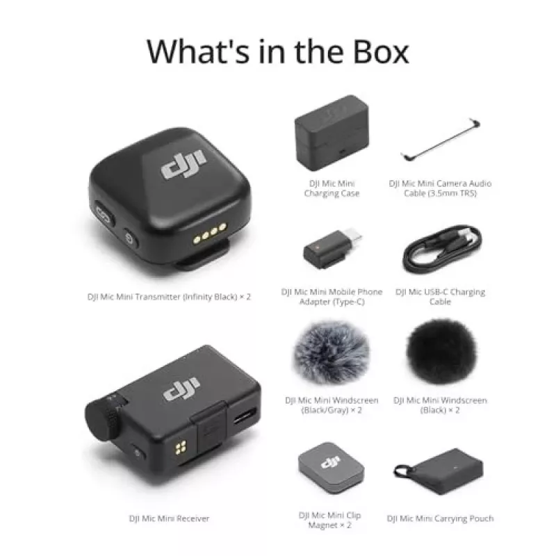 DJI Mic Mini (2 TX + 1 RX + Θήκη φόρτισης) Ασύρματο κιτ μικροφώνου - σκούρο γκρι