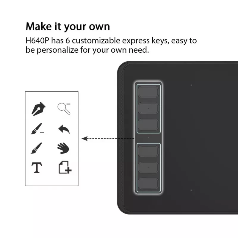 HUION H640P tablet γραφικών 5080 lpi 160 x 99 mm USB μαύρο
