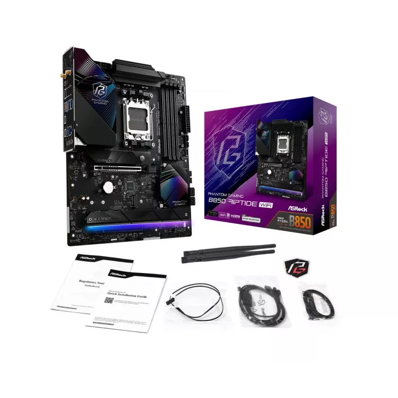 Μητρική ASRock Phantom Gaming B850 Riptide WiFi — AMD B850, Socket AM5, ATX, DDR5, 4x M.2, Wi‑Fi 7, 2.5Gb LAN