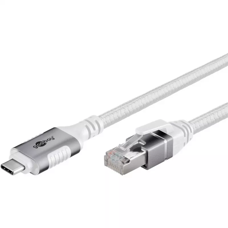 Καλώδιο δικτύου Goobay 74180 USB C RJ-45 Cat6 10 m λευκό