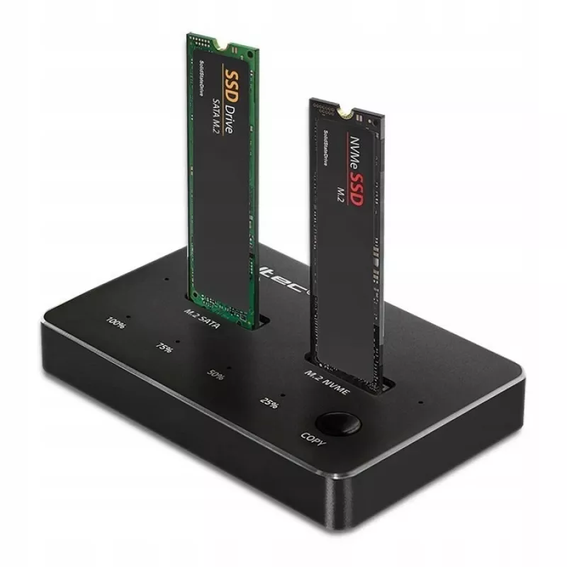 Qoltec 52274 σταθμός σύνδεσης M.2 SSD | NVMe | SATA | USB-C | DUAL 2 x 2TB