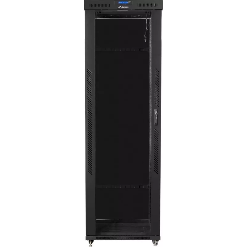 Lanberg FF01-8047-12BL ικρίωμα δαπέδου 19 ιντσών 47U, 800x1000 mm, γυάλινη πόρτα, LCD, IP20, σε επίπεδη συσκευασία, μαύρο