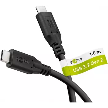 Καλώδιο USB-C σε USB-C 3.2 Gen2, 10 Gbit/s, 1m, μαύρο, Power Delivery 3.0, 100W, 4K, 60Hz