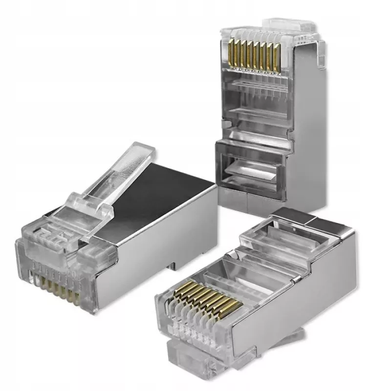Modular βύσμα RJ45 QOLTEC 54554 CAT5e FTP, 100 τεμ., ασημί, πλαστικό, 11×22×18 mm