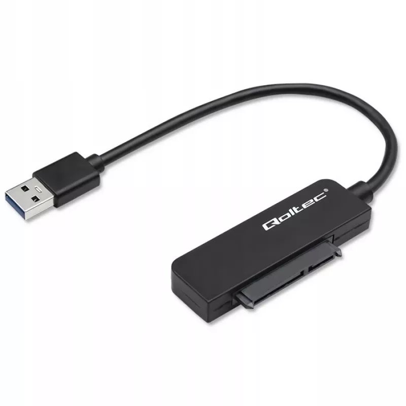 Qoltec 52268 αντάπτορας SATA σε USB 3.0 για SSD/HDD 2,5", 5 Gb/s, έως 2 TB, μαύρος