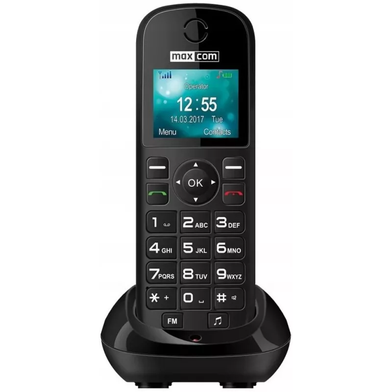 Maxcom MM35D SE επιτραπέζιο τηλέφωνο GSM, έγχρωμη οθόνη 1,77'', ραδιόφωνο FM, microSD, USB-C, μαύρο