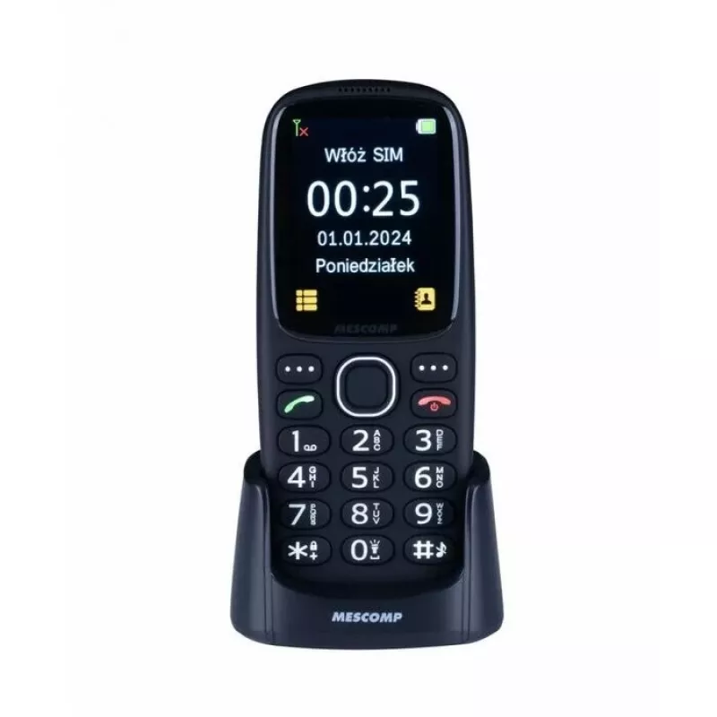 Κινητό τηλέφωνο για ηλικιωμένους Mescomp MT-166 Edgar Elegant 4G, 2,4", μαύρο