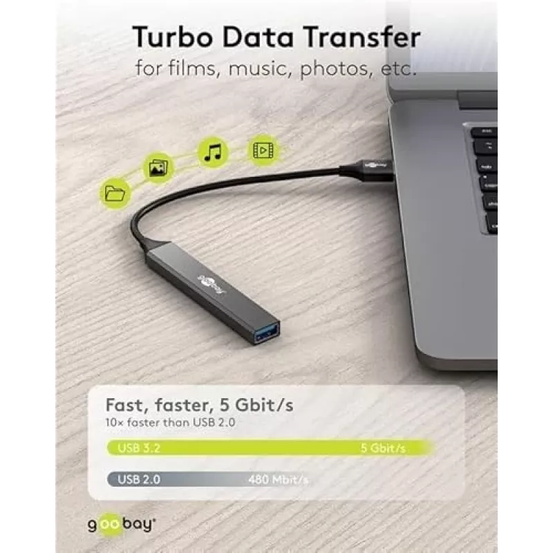 Goobay USB Hub 74456 Type-A 5000 Mbit/s Ανοιχτό γκρι