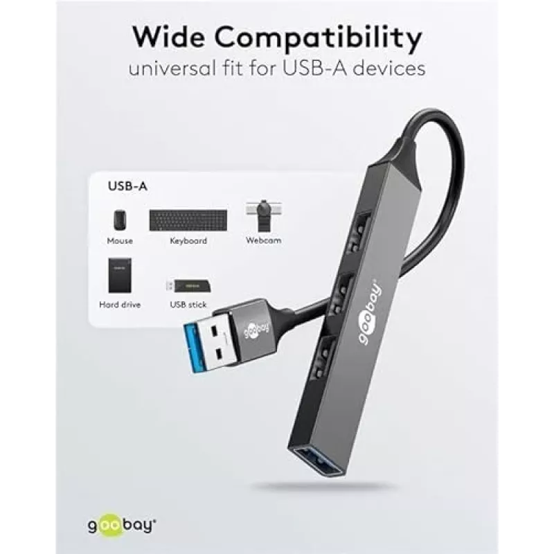 Goobay USB Hub 74456 Type-A 5000 Mbit/s Ανοιχτό γκρι