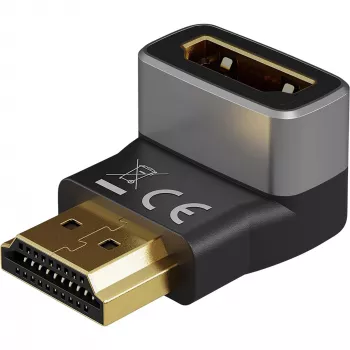 Goobay 72011 Γωνιακός αντάπτορας HDMI™ 270° Κάθετος, 8K @ 60 Hz, επιχρυσωμένο, Μαύρο, Ασημί | Goobay