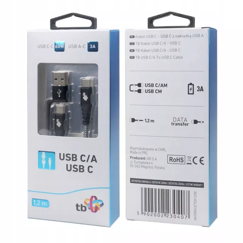 Καλώδιο USB-A σε C TB AKTBXKUCTOA120B 1,2 m, μαύρο