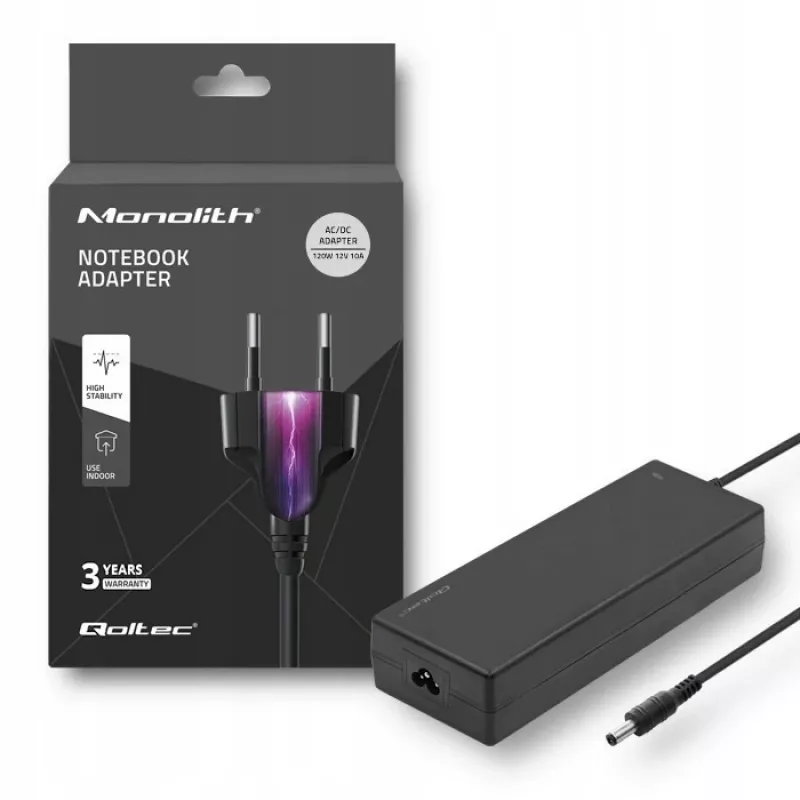 Τροφοδοτικό επιτραπέζιο Qoltec 120W | 12V | 10A | 5,5*2,5 | + καλώδιο τροφοδοσίας