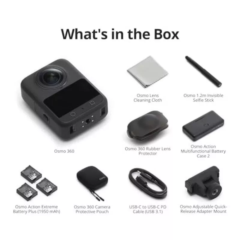 DJI Osmo 360 Adventure Combo CP.OS.00000442 κάμερα δράσης 8K 360°, 120 MP, CMOS 1/1,1 ιντσών, οθόνη 2 ιντσών, 128 GB, Wi-Fi, IP68