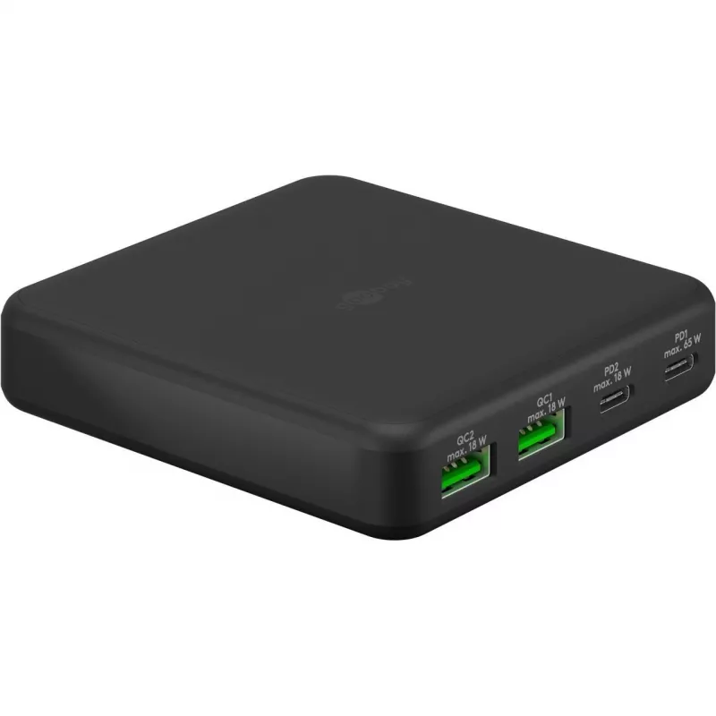 GOOBAY Multiport USB-C PD GaN Επιτραπέζιος φορτιστής 65 W, μαύρο