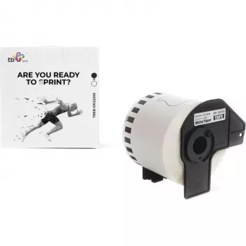 TB Print TBEB-DK22205 ρολό ετικετών για Brother, 62 mm x 30,48 m, μαύρο σε λευκό