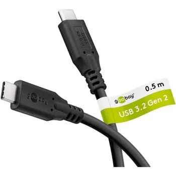 Καλώδιο USB Goobay C, USB 3.2, 100 W, 10 Gbit/s, Power Delivery, 0,5 m (0,50 m, USB 3.2, 100 W), καλώδιο USB
