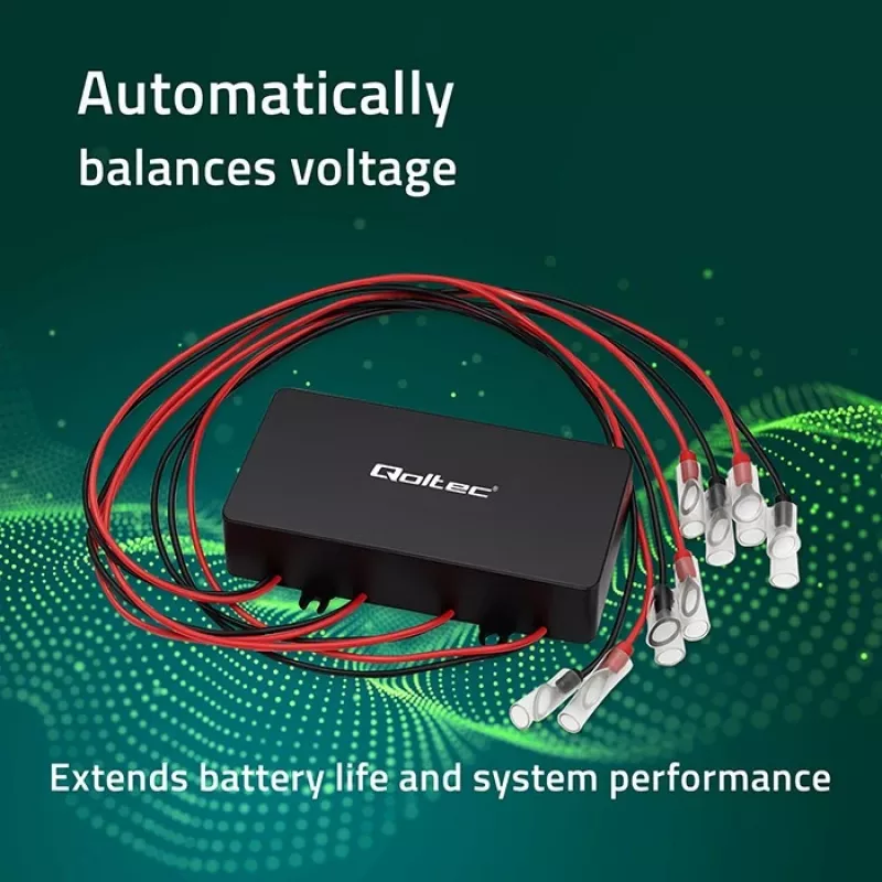 Εξισορροπητής τάσης QOLTEC 51098 για συστήματα 48V — 4×12V εξισορροπητής μπαταρίας