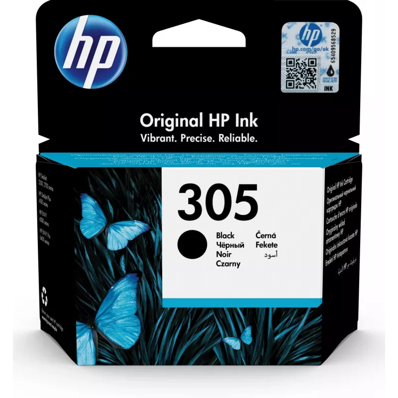 HP 305 Μαύρη γνήσια κασέτα μελανιού, μαύρο, 1 τεμ., 120 σελίδες
