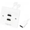 LogiLink AH0015 Πρίζα τοίχου HDMI, 2 θύρες, λευκή