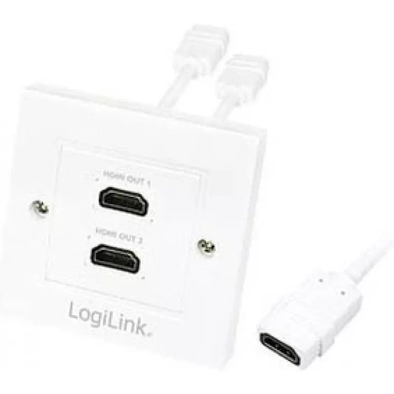LogiLink AH0015 Πρίζα τοίχου HDMI, 2 θύρες, λευκή