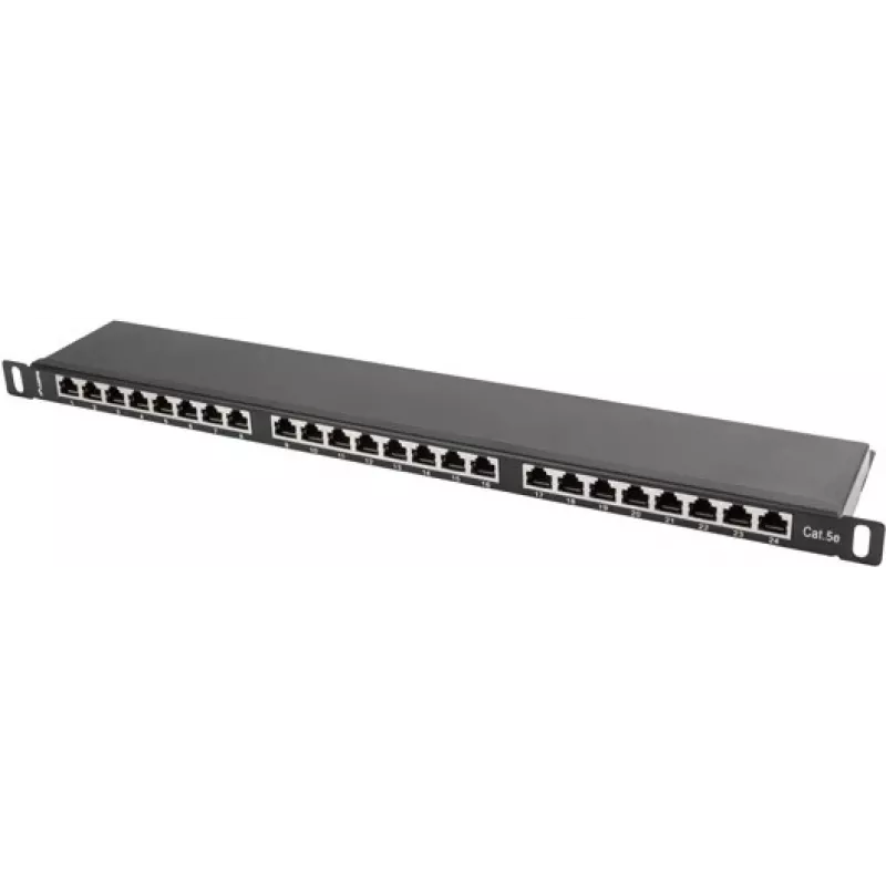 Patchpanel LANBERG PPS5-0024-B 24 θυρών CAT5e, μέταλλο, 0,5 U, 445×99×22,3 mm, μαύρο