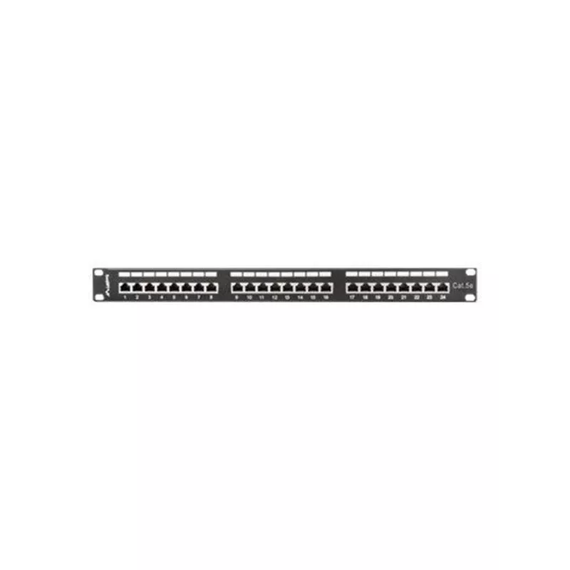 Patchpanel 1U LANBERG PPS5-1024-B — 24 θυρών RJ-45 Cat5, μέταλλο, μαύρο, τοποθέτηση σε rack