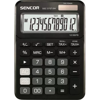 Υπολογιστής SENCOR SEC 372BK 12ψήφια οθόνη LCD απλός επιτραπέζιος υπολογιστής, λειτουργία με μπαταρία